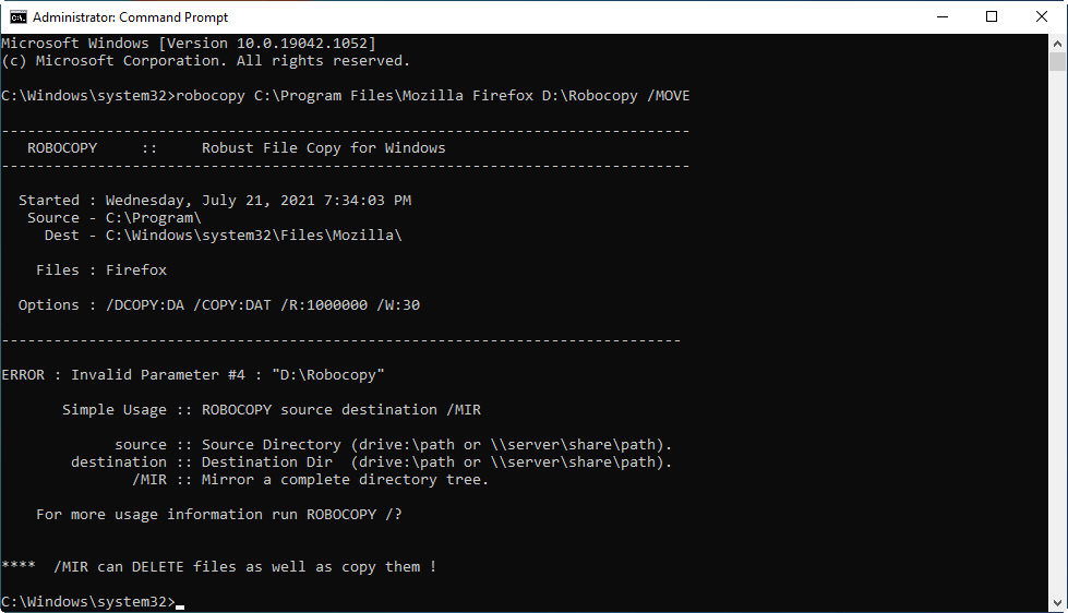 robocopy move
